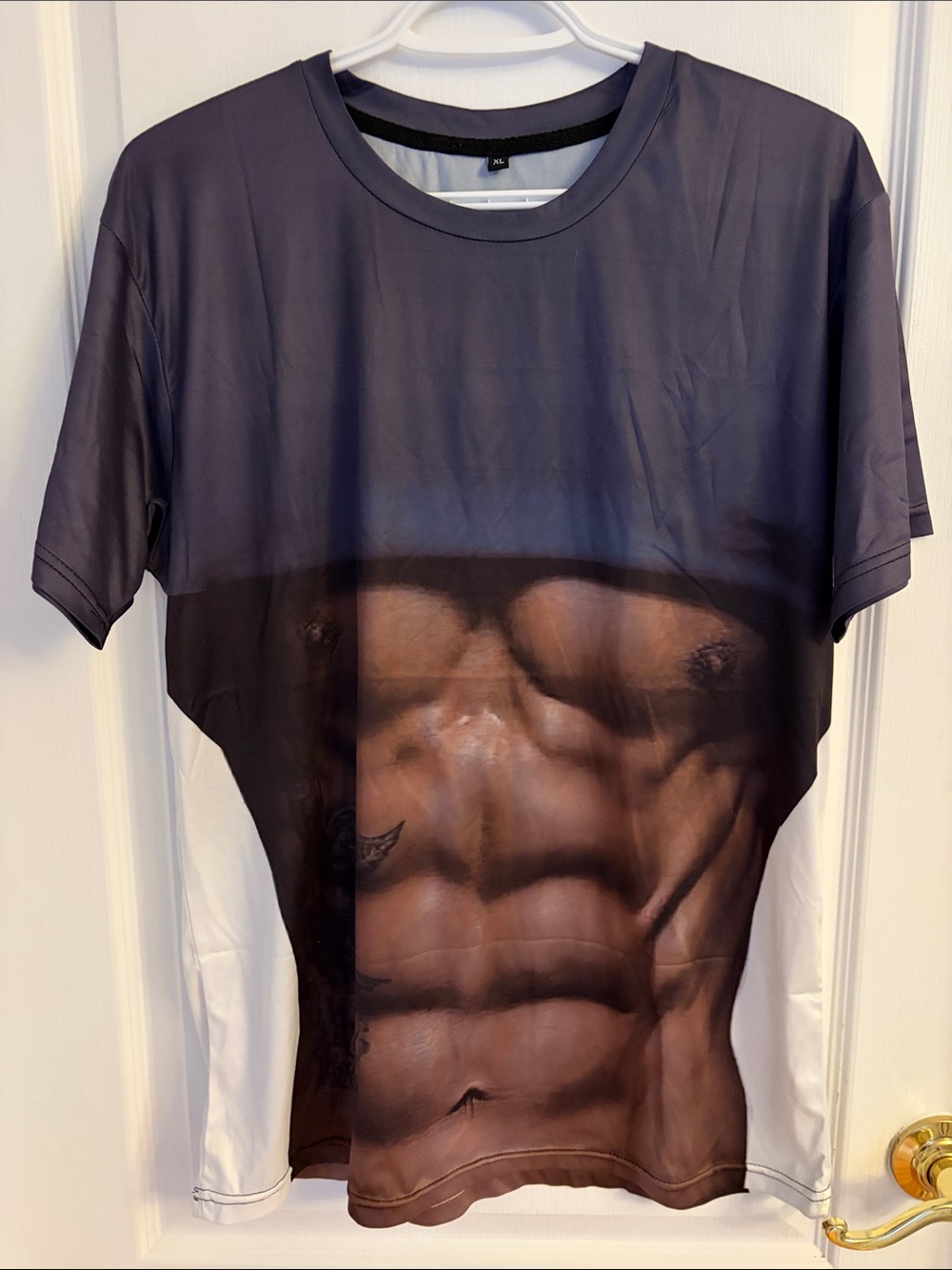 Men's Graphic Compression T-Shirt — Gray/Brown Torso Print